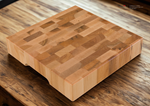 Butcher block with reinforced handles and rubber feet (10 x 10 x 2 in)