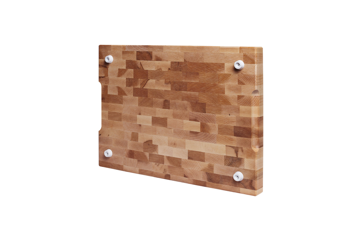 Butcher block with groove, reinforced handles and rubber feet (11.75 x 15.75 x 1.5 in)