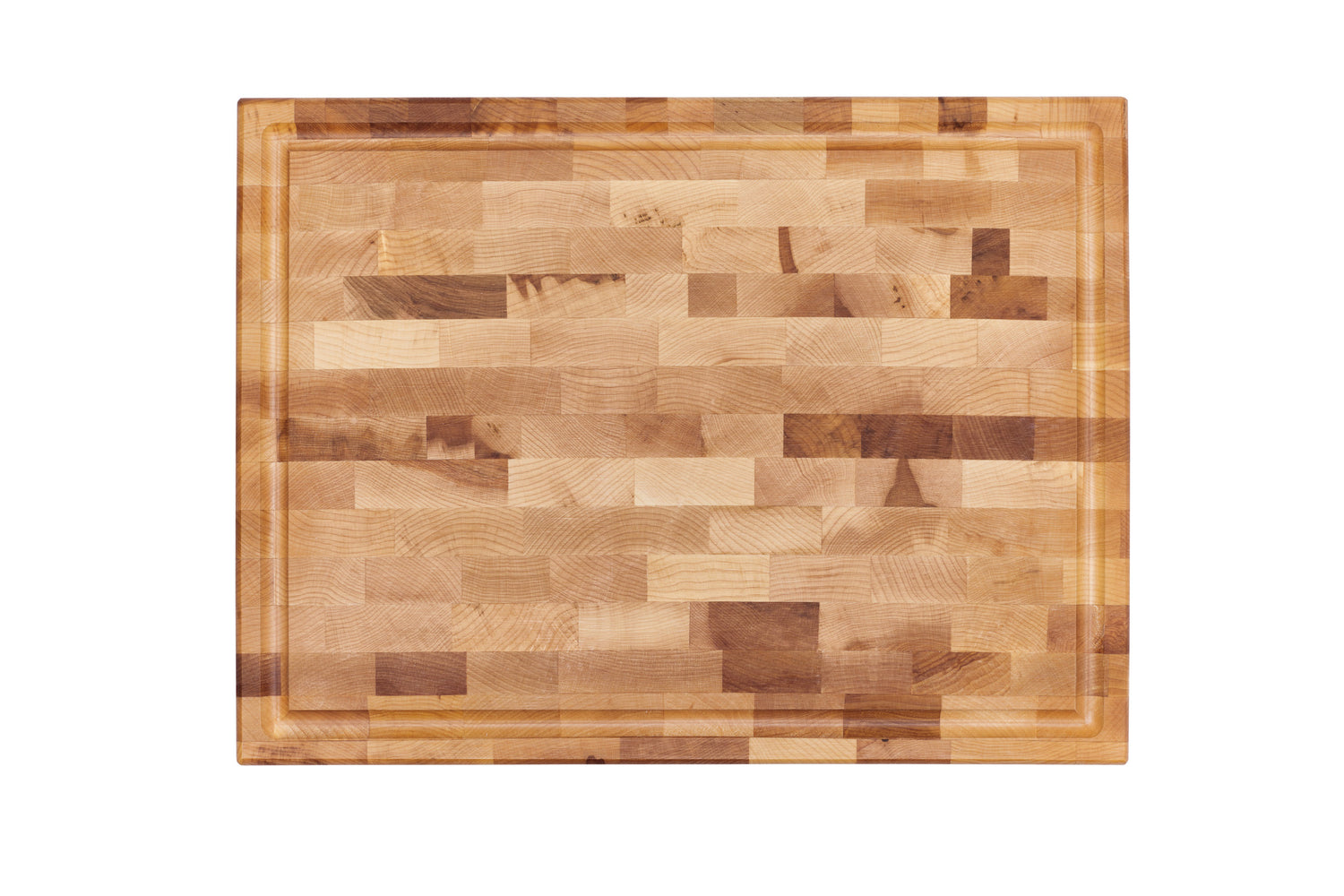 Butcher block with groove, reinforced handles and rubber feet (11.75 x 15.75 x 1.5 in)