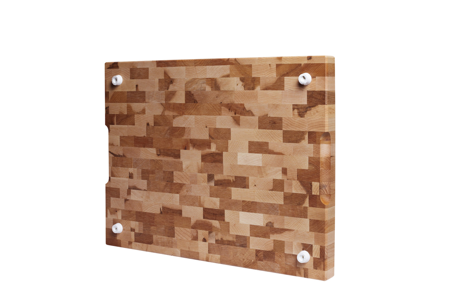 Butcher block with groove, recessed handles and rubber feet (16 x 20 x 1.5 in)