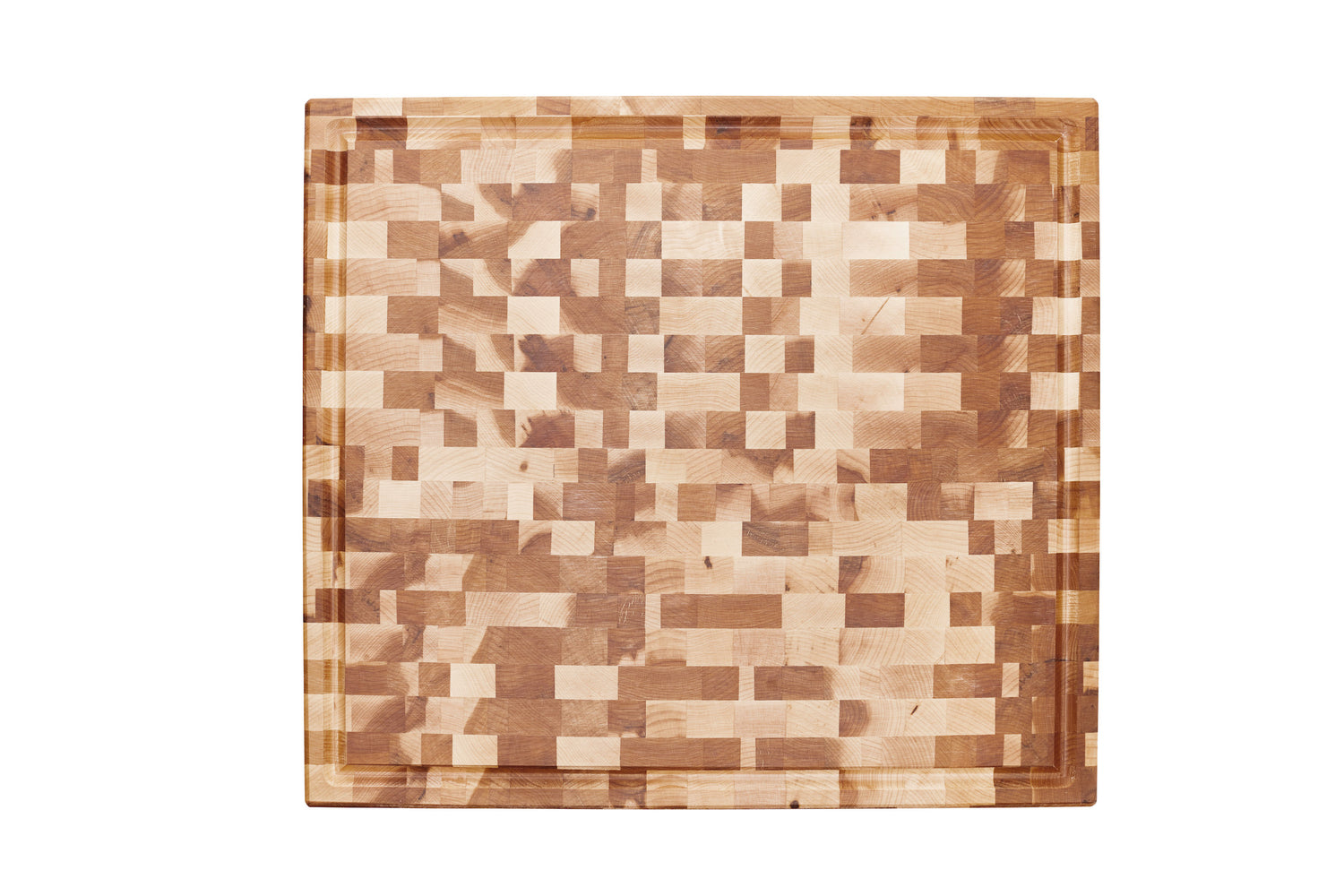 Butcher block with groove and wooden feet (16 x 18 x 2 in)