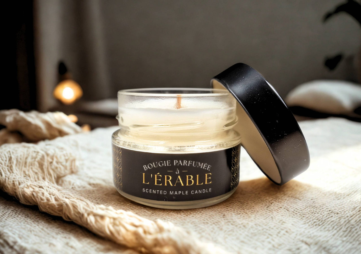 bougie erable blanc par rouGe cadeau entreprise