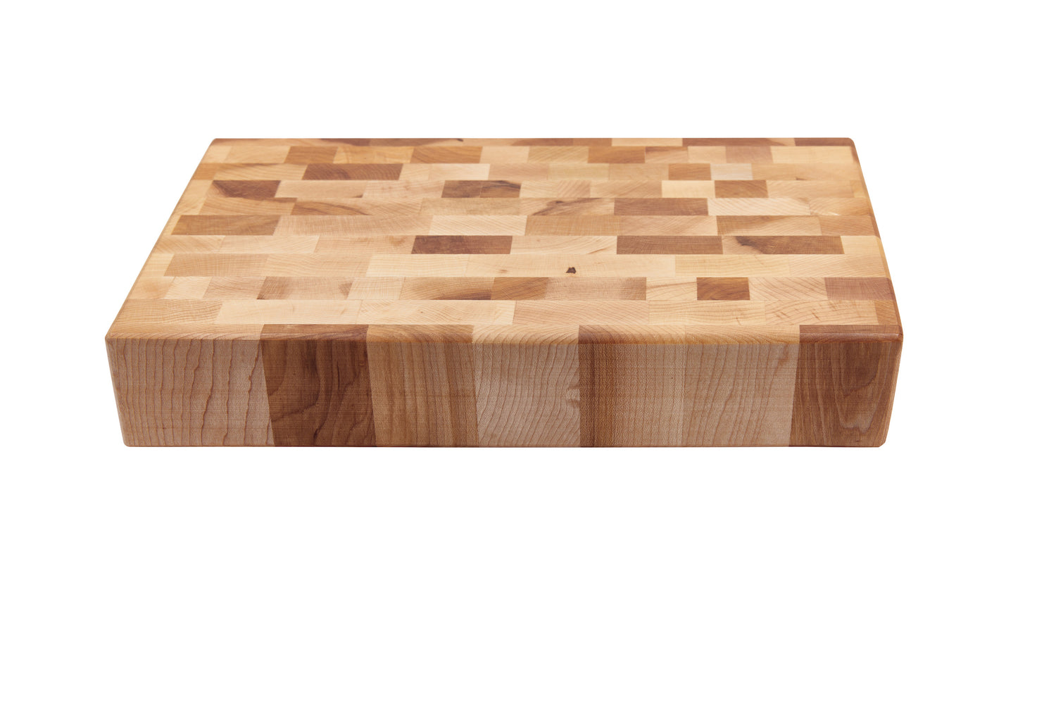 Butcher block with recessed handle and rubber feet (8 x 12 x 2 in)
