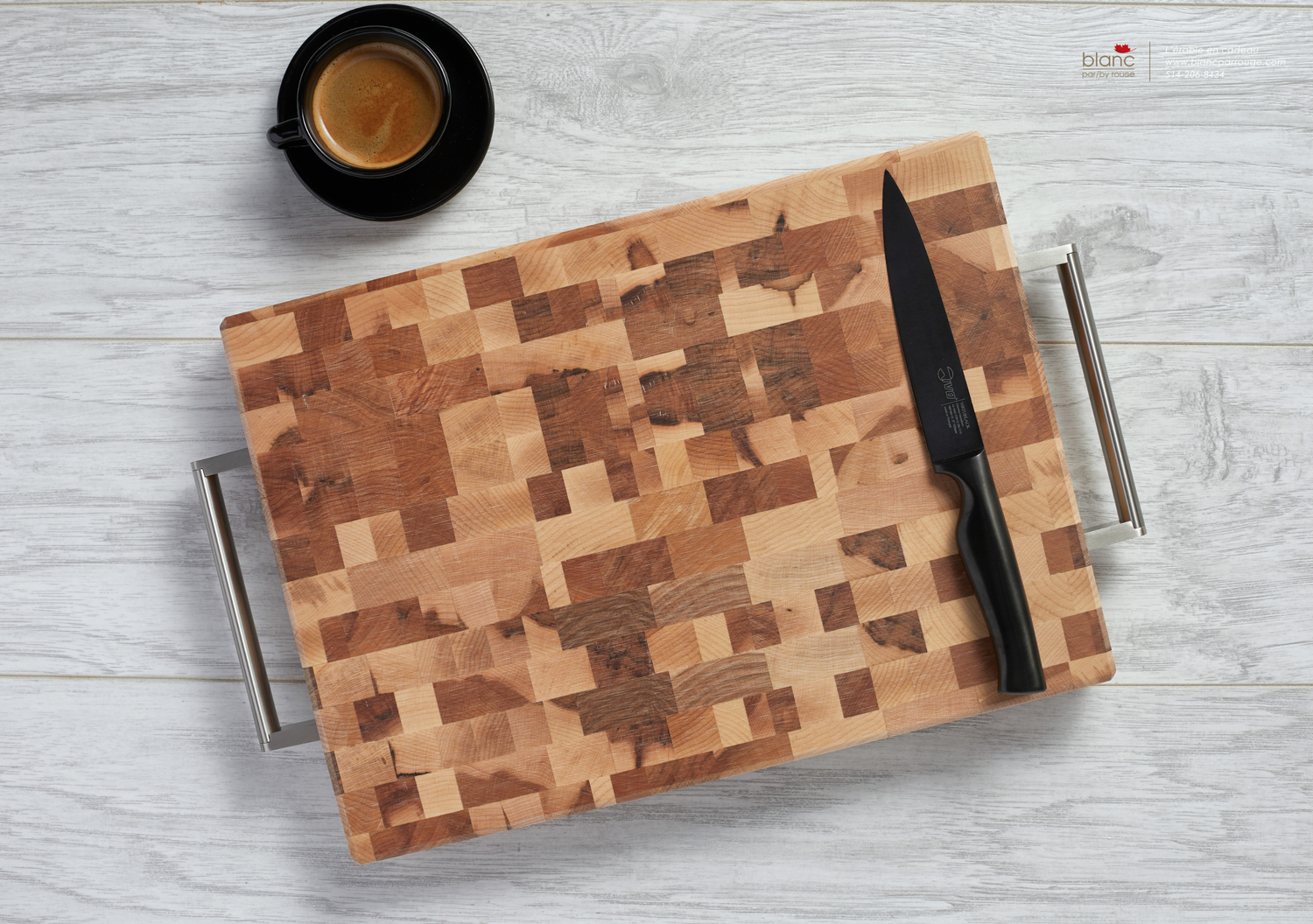 Bloc à dépecer avec poignées en acier inoxydable et pattes en caoutchouc (12 x 16 x 1.5)