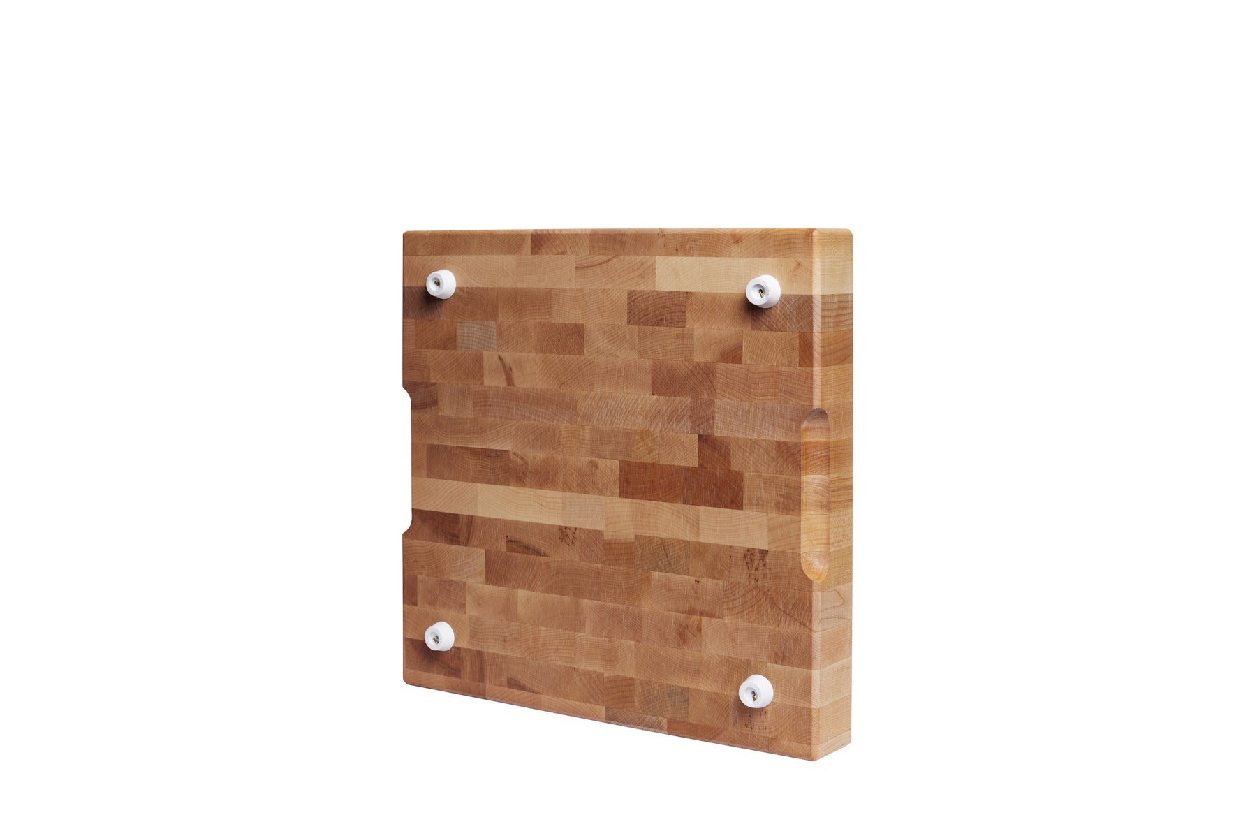 Bloc à dépecer avec poignées renforcées et pattes en caoutchouc (12 x 12 x 2 po)- blanc par rouGe personnalisable avec votre logo