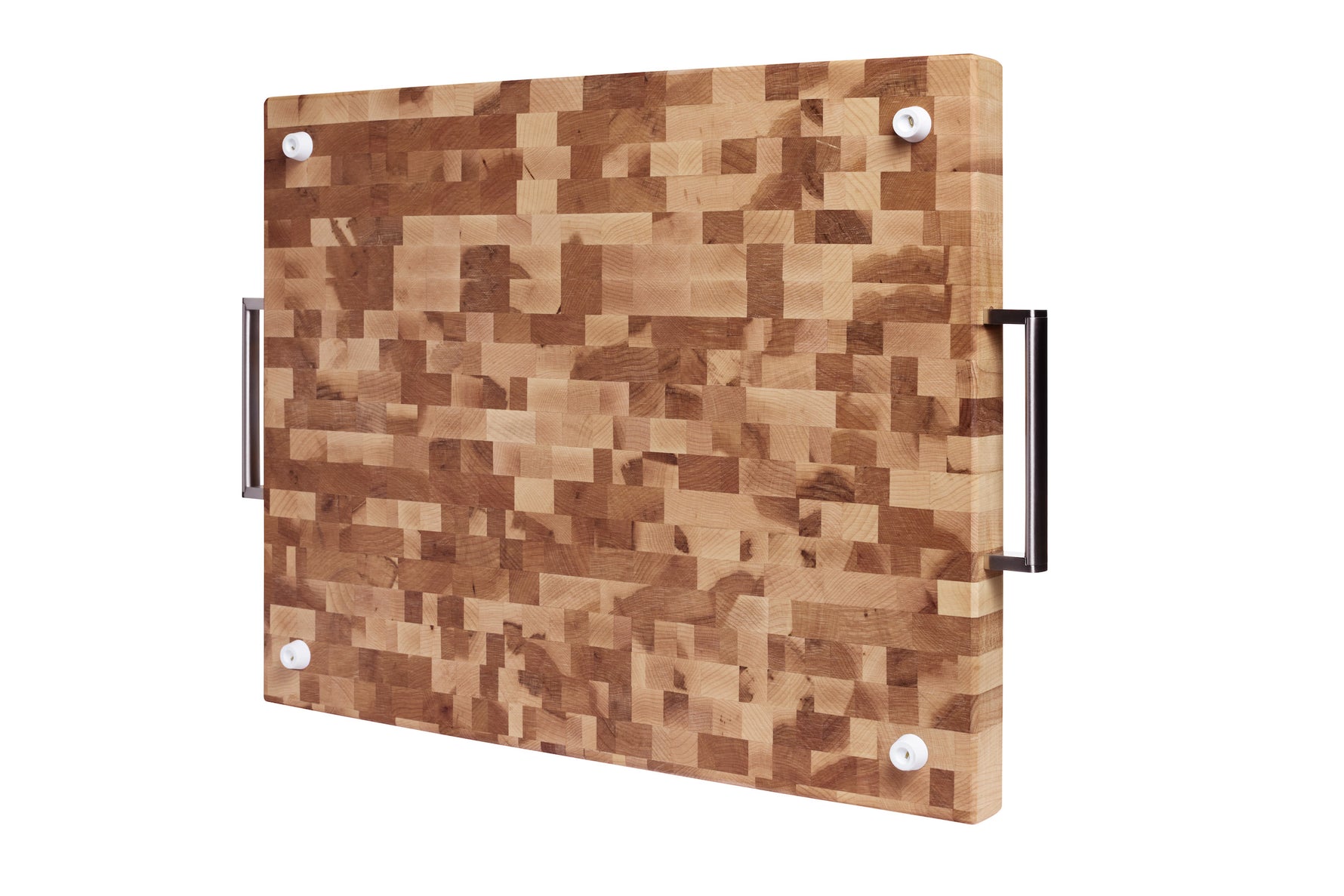 Bloc à dépecer avec poignés en acier inoxydable et pattes en caoutchouc (16 x 20 x 1.5 po)- blanc par rouGe personnalisable avec votre logo