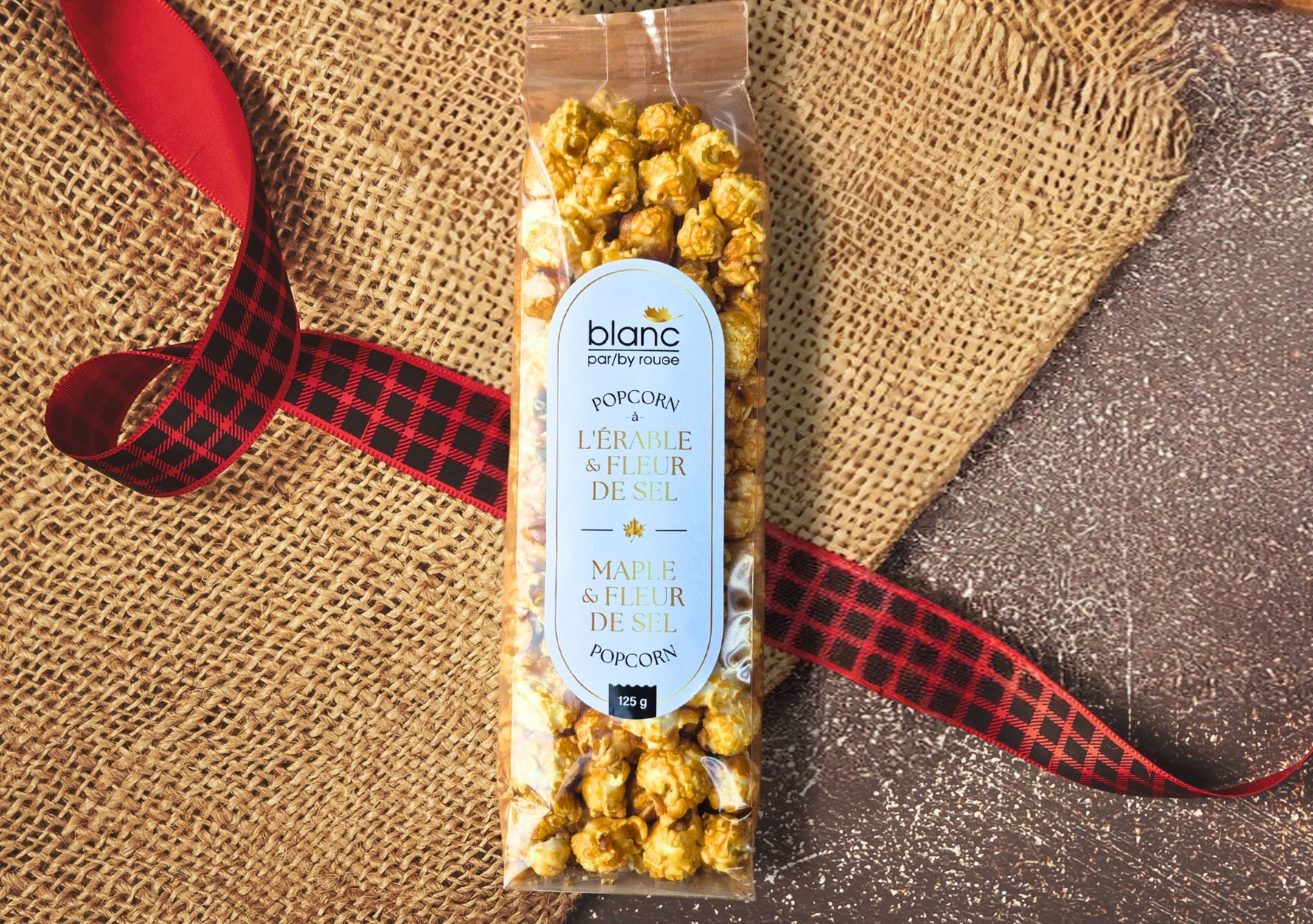 pop corn erable et fleur de sel fait au quebec local cadeau corporatif