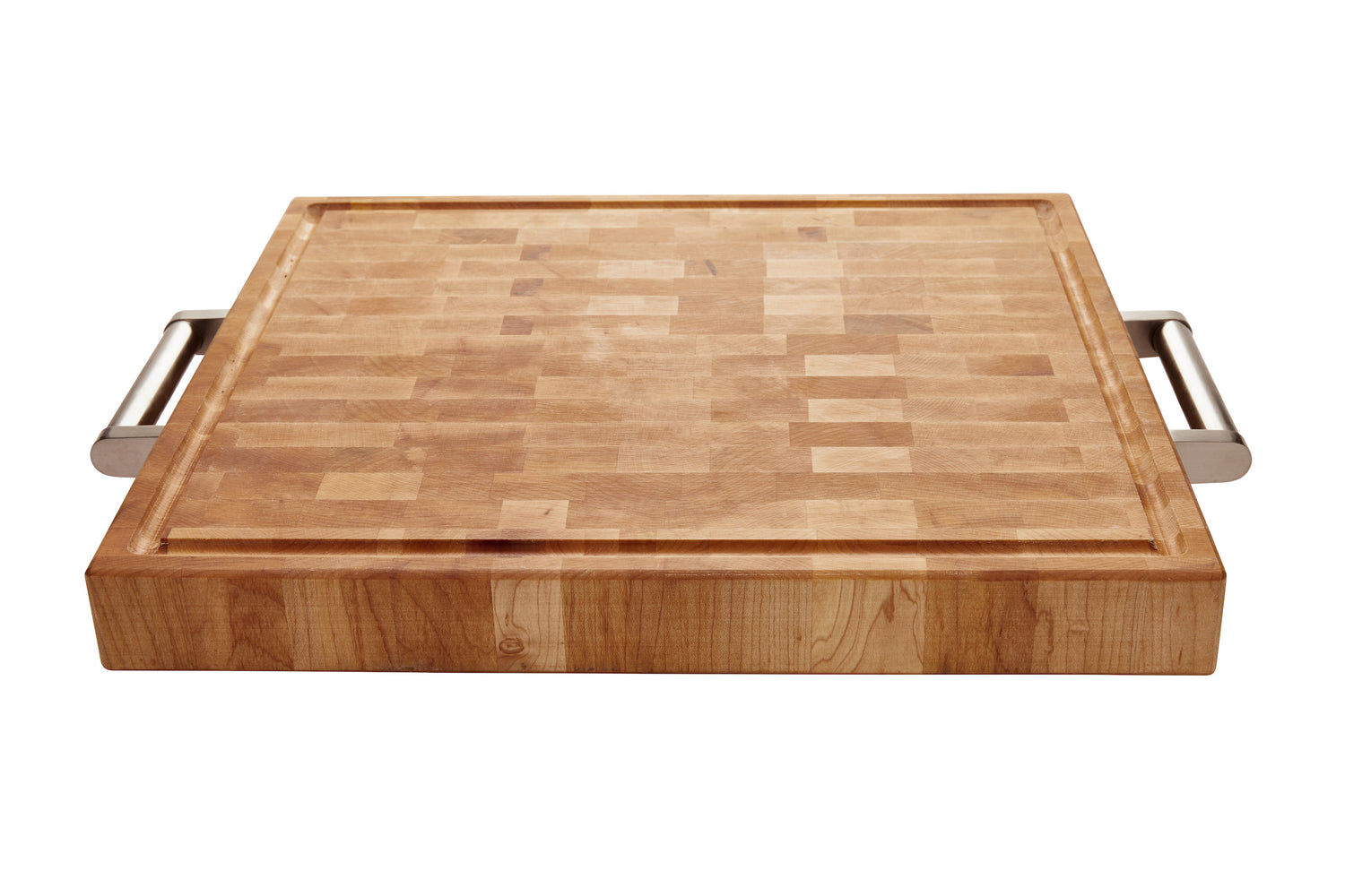 Bloc à dépecer avec poignées en stainless et pattes en bois (16 x 18 x 2 po)