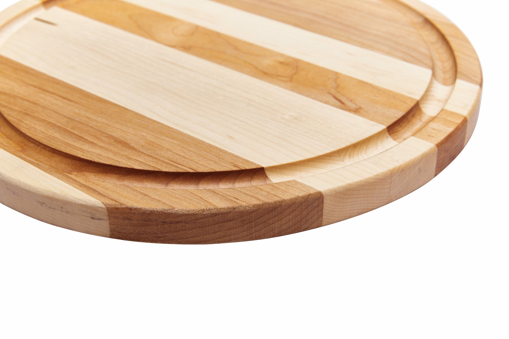 Planche à découper ronde avec rainure (11 po x 0.75 po)- blanc par rouGe personnalisable avec votre logo