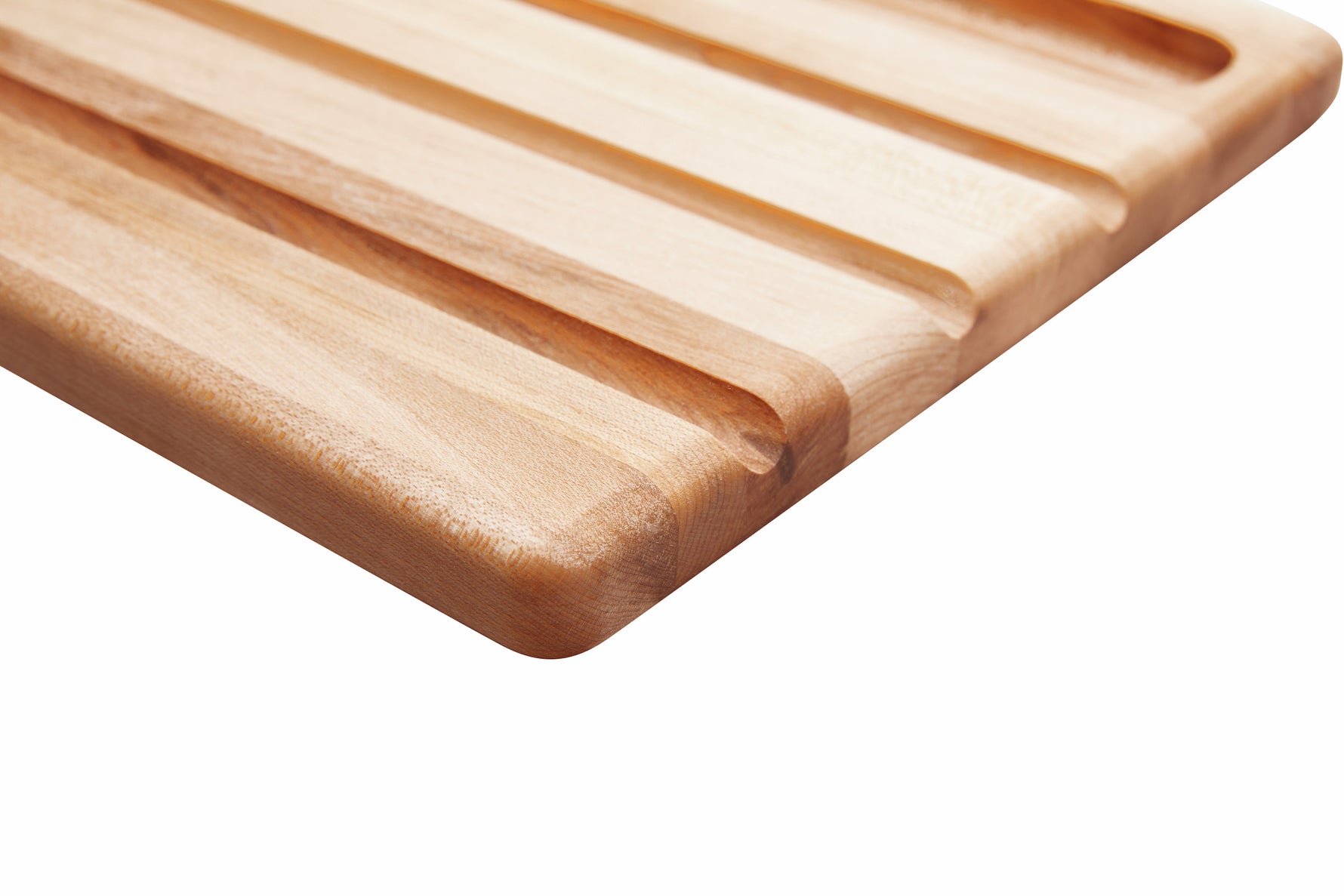 Planche à découper utilitaire avec poignée découpée et rainures à miettes de pain (10 x 16 x 0.75 po)- blanc par rouGe personnalisable avec votre logo