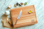 Planche à découper utilitaire avec rainure (14 x 20 x 0.75 po)- en bois d’érable, logo d’entreprise inclus, cadeau d’affaires premium, conception québécoise