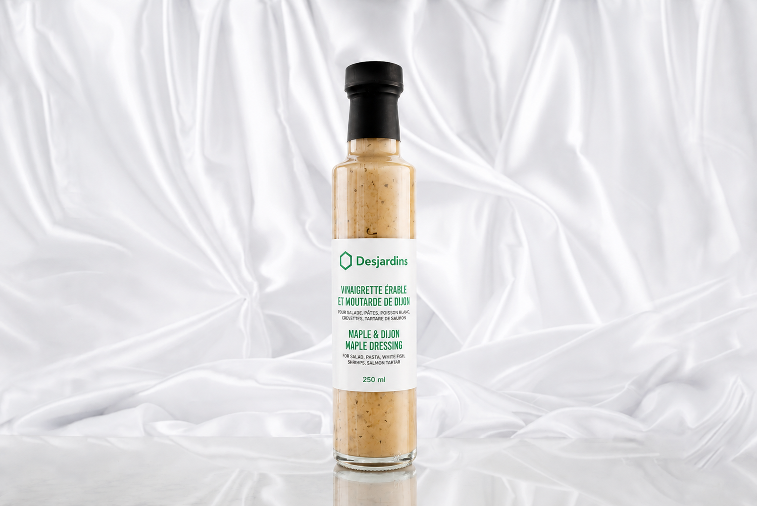 Vinaigrette érable et moutarde de Dijon avec étiquette personnalisée