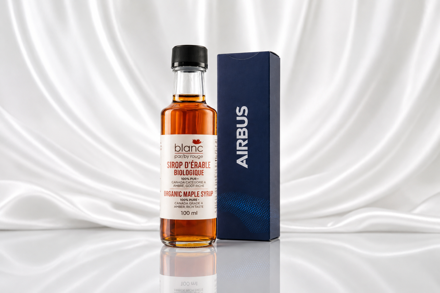 Sirop d'érable 100% pur et biologique dans son boîtier personnalisé